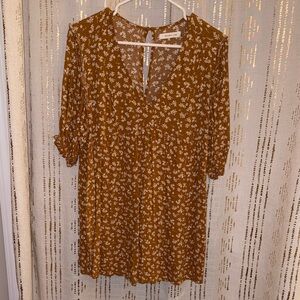 Mustard Seed Brown Floral Mini Dress